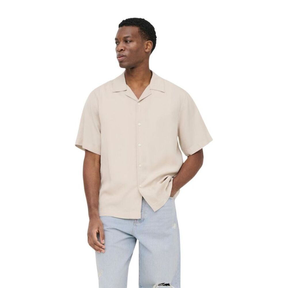 Only & Sons Beige Tencel Shortsleeve Men's Shirt